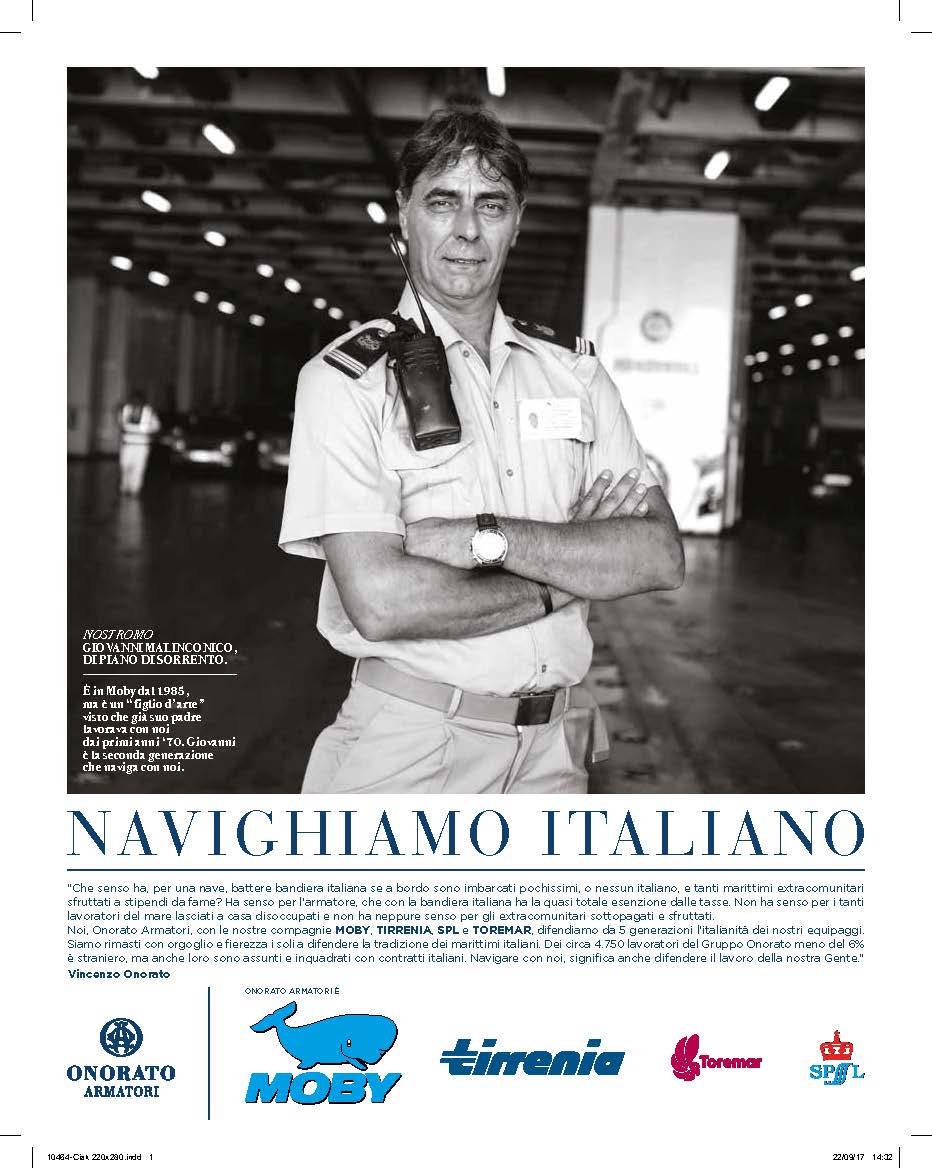 Onorato Armatori naviga italiano con Armando Testa UNA